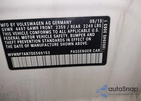 2013 Volkswagen Cc 2.0T Sport из США, поврежденный, VIN WVWBP7AN7DE569153